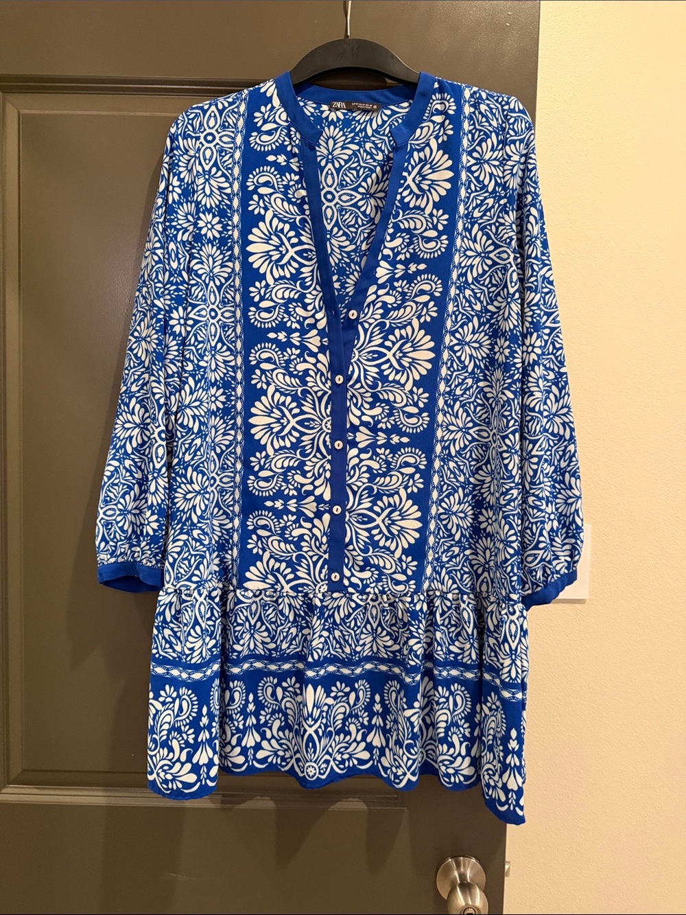 Zara Blue & White Floral Tunic Dress